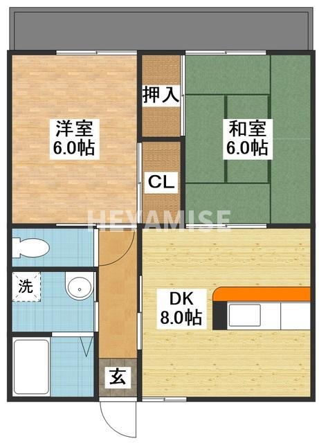 ノビリティー(2DK/1階)の間取り写真