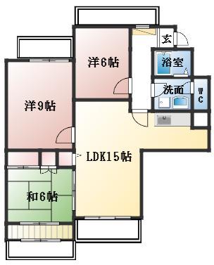 三愛ハイム(3LDK/3階)の間取り写真