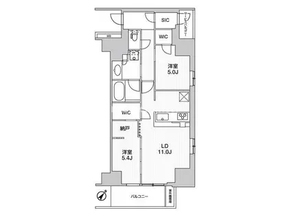 WORVE横浜伊勢佐木町(2LDK/8階)の間取り写真
