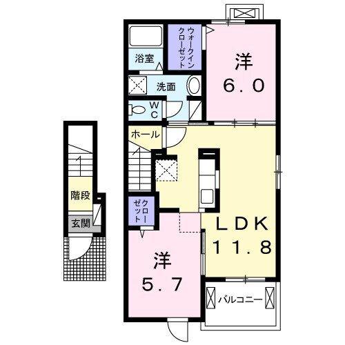 サンリットメゾンA(2LDK/2階)の間取り写真