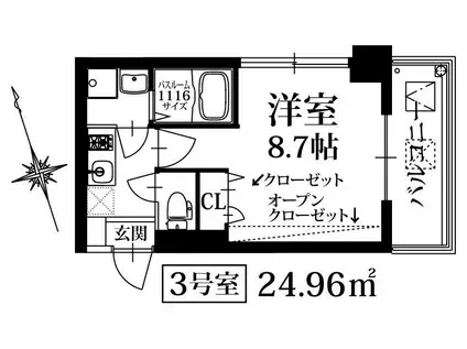 PONDMUM SUMIYOSHI(1K/3階)の間取り写真