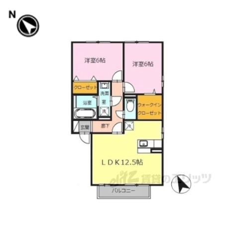 クレールソシア(2LDK/1階)の間取り写真