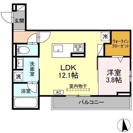 ANNAMARIE F(1LDK/2階)の間取り写真