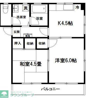コーポレート北栄(2K/1階)の間取り写真