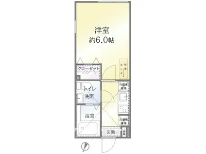 アザーレ・ターコイズ府中本町B(1K/2階)の間取り写真