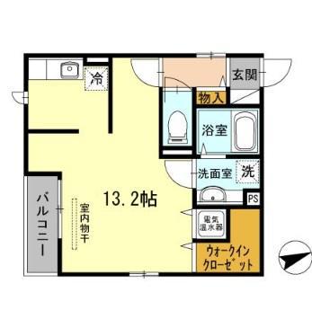 アペルトサピエンティア(ワンルーム/3階)の間取り写真