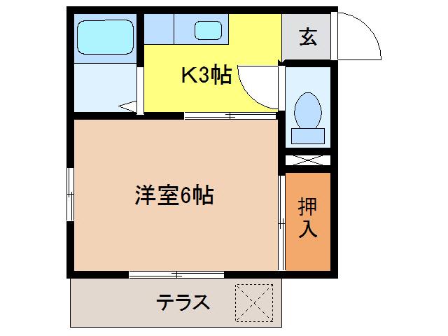グリーンパーク中村(1K/1階)の間取り写真
