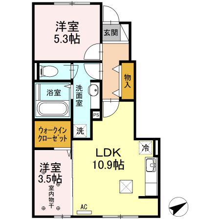 ラ ルーチェ(2LDK/1階)の間取り写真