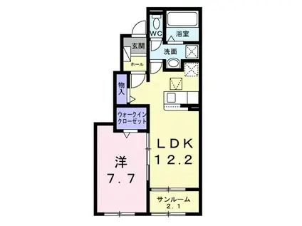 緑井3丁目アパート(1LDK/1階)の間取り写真