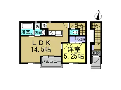 リーブルファイン東水代(1LDK/2階)の間取り写真