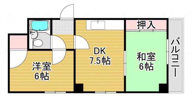 大和田ローズマンション(2DK/4階)の間取り写真