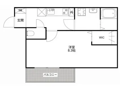 MQUARTO淵野辺共和(1K/1階)の間取り写真