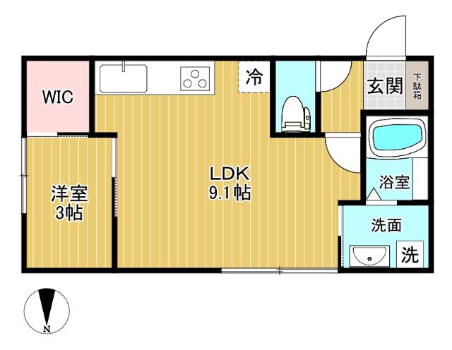 INTEGRAL速星(1LDK/1階)の間取り写真