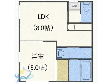 ワイルドベリー幌平橋(1LDK/4階)の間取り写真