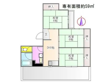 エビスビル(3DK/2階)の間取り写真