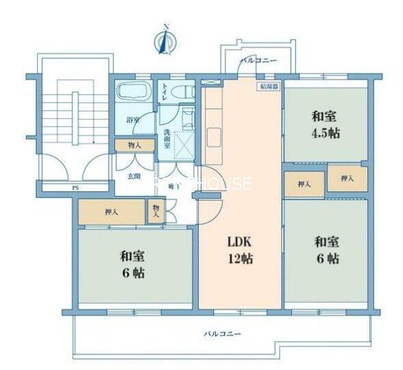 車返団地(3LDK/3階)の間取り写真