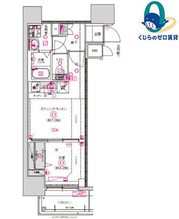 CREST TAPP東別院(1DK/9階)の間取り写真