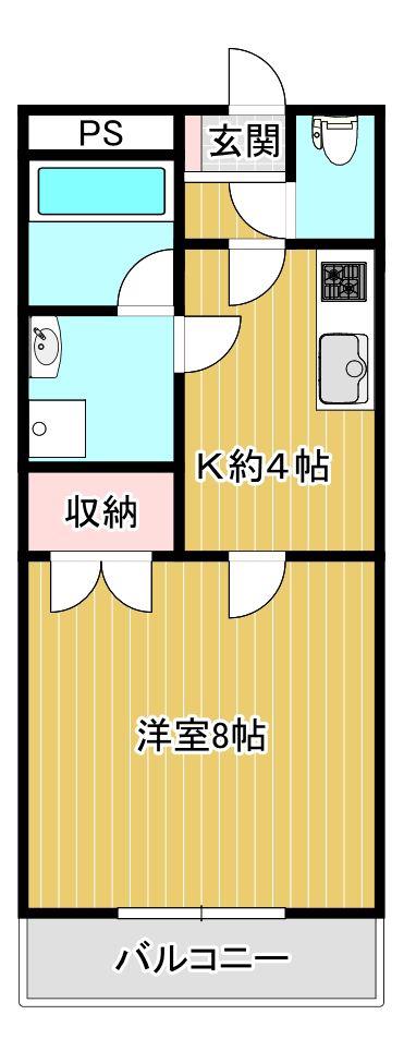 サクセス75(1K/2階)の間取り写真