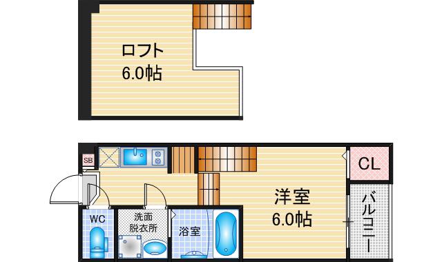 ハピネス枇杷島(1SK/2階)の間取り写真