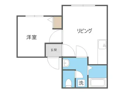 フラットJ白石本通 A(1DK/3階)の間取り写真