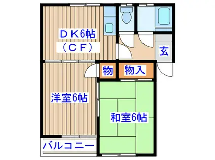 第1コーポ手代木(2DK/4階)の間取り写真