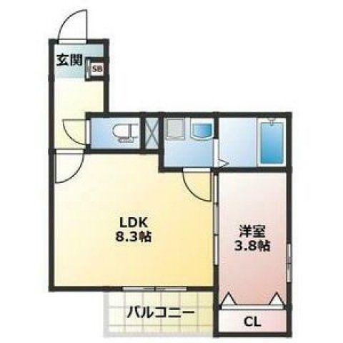ALEGRIA道明寺(1LDK/1階)の間取り写真
