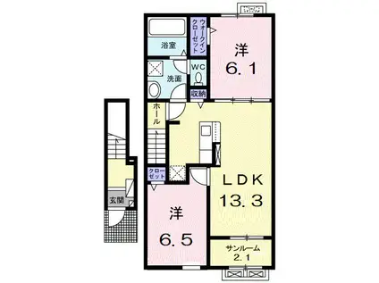 ラ ルミエール(2LDK/2階)の間取り写真