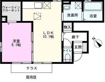 アミューズC(1LDK/1階)の間取り写真