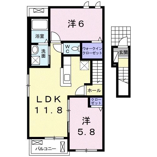 エクセレント N-V(2LDK/2階)の間取り写真