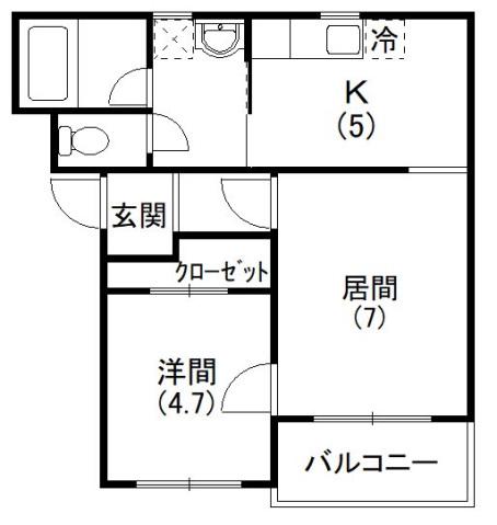 コンフォ―ドIII(1LDK/4階)の間取り写真