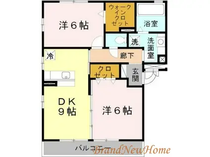 オオセンド東雲(2DK/2階)の間取り写真