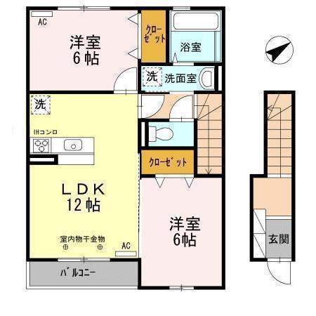 アムール桜(2LDK/2階)の間取り写真