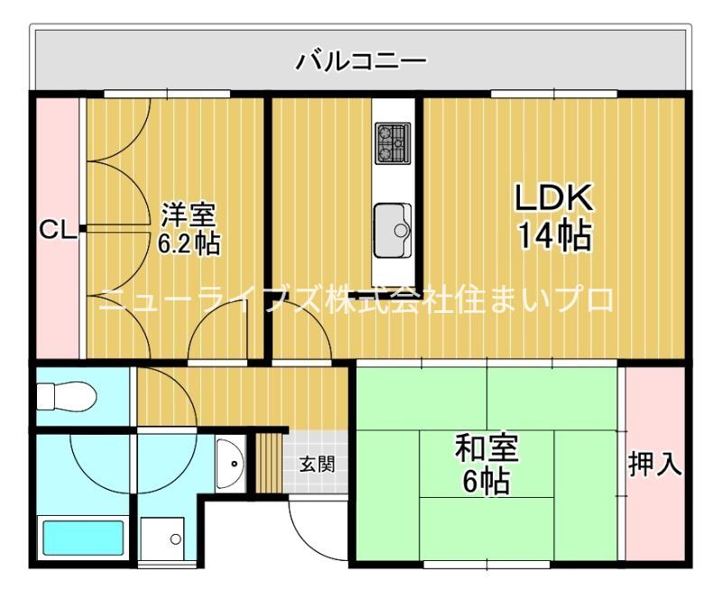 エテルノⅠ(2LDK/1階)の間取り写真