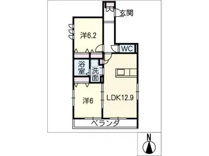 まほろば館(2LDK/3階)の間取り写真