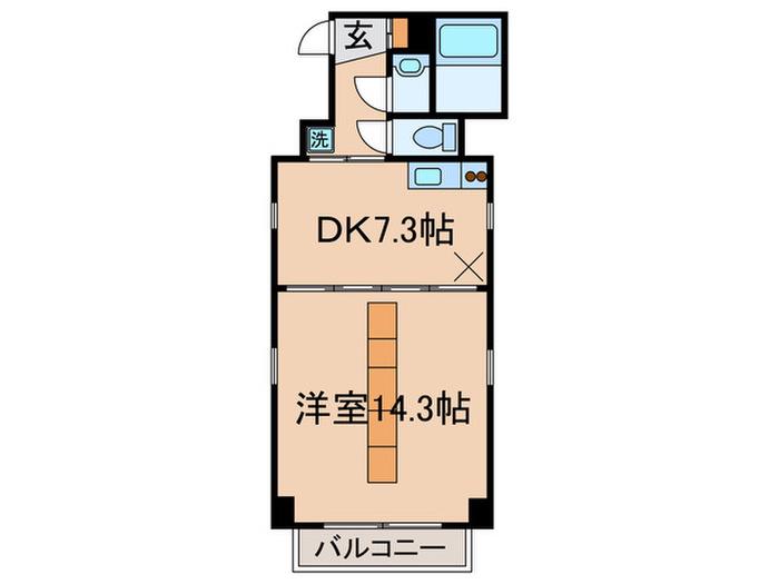 ジュネス木駒(1DK/4階)の間取り写真