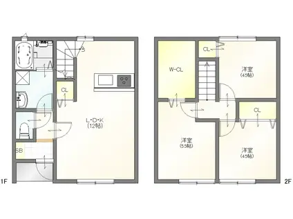 MAISON BLANCHE II(3LDK/1階)の間取り写真
