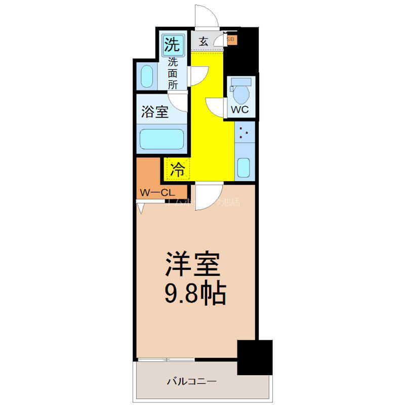 トレヴィ高岳(1K/8階)の間取り写真