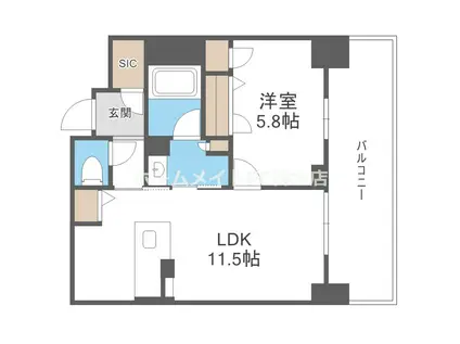 リビエナ グラン 新梅田(1LDK/6階)の間取り写真