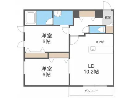STELLA神宮外苑(2LDK/2階)の間取り写真