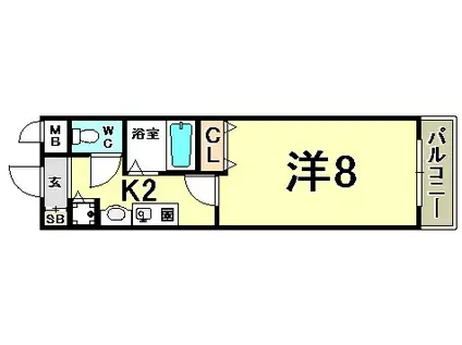 ロイヤルヒル神戸三ノ宮(1K/9階)の間取り写真