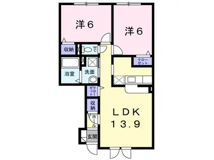 アルドーレ(2LDK/1階)の間取り写真