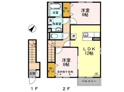 カーサフェリーチェ B(2LDK/2階)の間取り写真