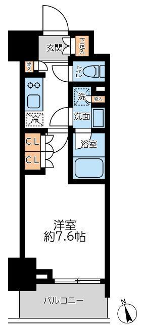 プライマル浅草言問通(1K/5階)の間取り写真