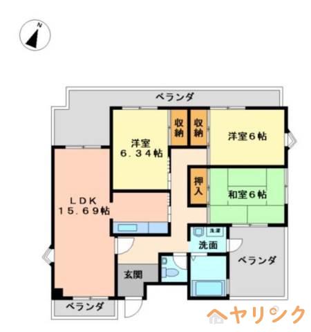 リブレM社台(3LDK/4階)の間取り写真