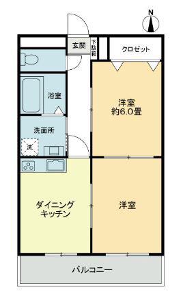 グリーンハイツ池戸・第2(2DK/3階)の間取り写真