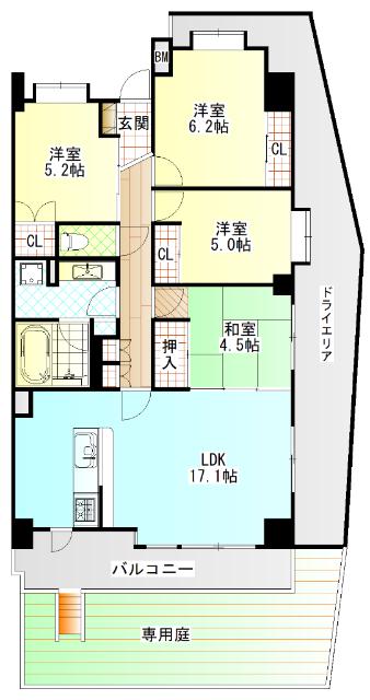グランシャルム小田原城山(4LDK/3階)の間取り写真