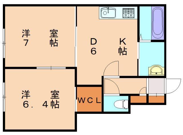 エスポアール愛  A棟(2DK/1階)の間取り写真
