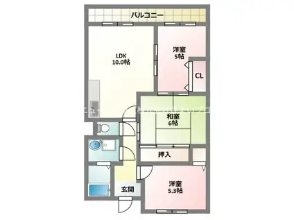 ルミネノヴァ菊田(3LDK/5階)の間取り写真