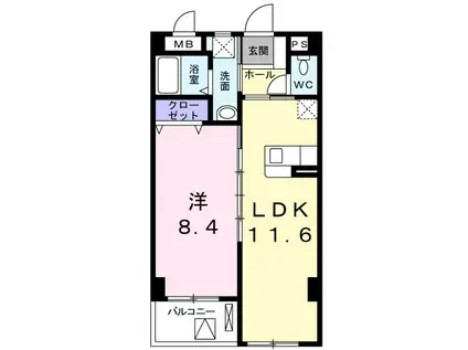 グランド・ユーハイム・ナガサカ(1LDK/2階)の間取り写真