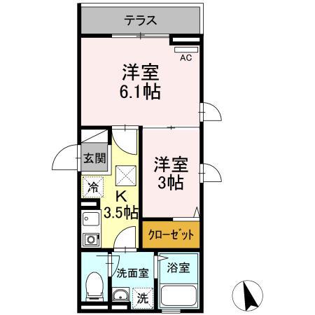 グランメール聖蹟(2K/1階)の間取り写真